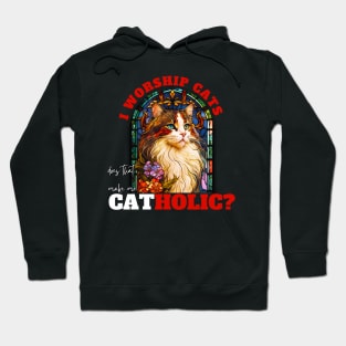 I worship cats does that make me catholic? Black Hoodie